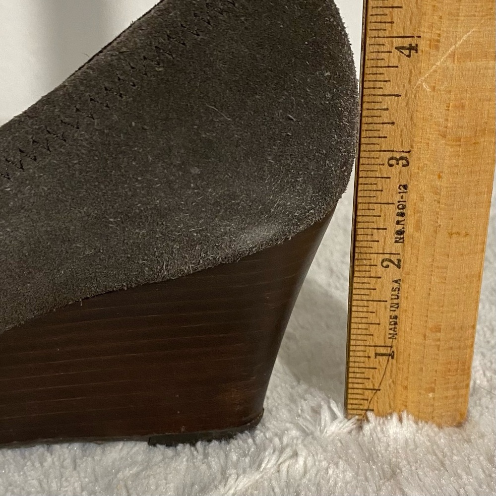 Tory Burch Sally Spilt Suede Wedge Heels Women’s Size 10M Elephant Gray - Picture 9 of 13